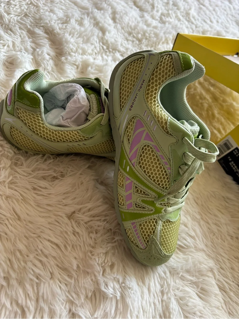 Marc Jacobs Light Green and Pink Mesh Sneakers